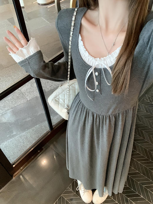 【189元任选2件】最后一波现货！法式复古温柔蕾丝花边袖口连衣裙 商品图8