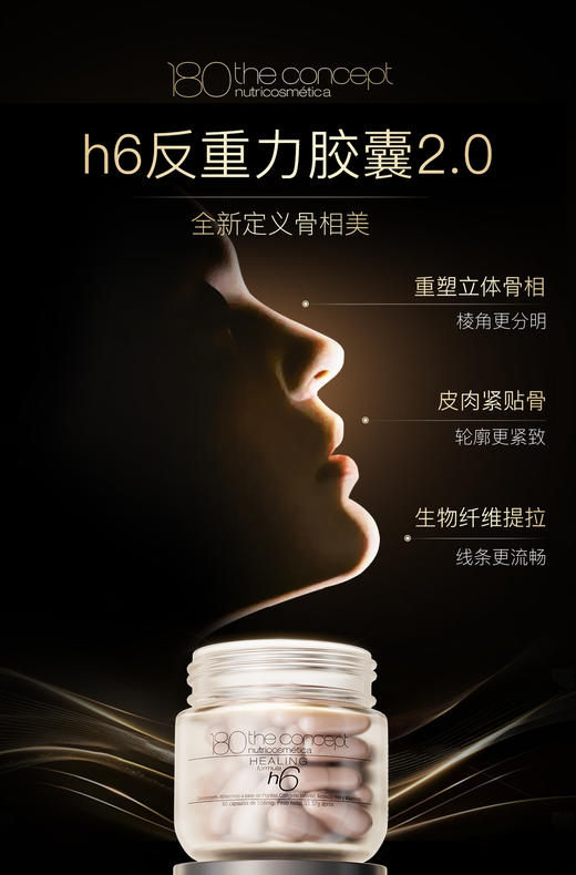 新增h6反重力胶囊2.0~口服热玛吉/骨相级抗衰！西班牙概念180theconcept重塑h6反重力胶囊60粒！西班牙高端皮肤管理中心的院线品牌，专门针对松弛下垂，吃完感觉脸紧紧紧～ 商品图0