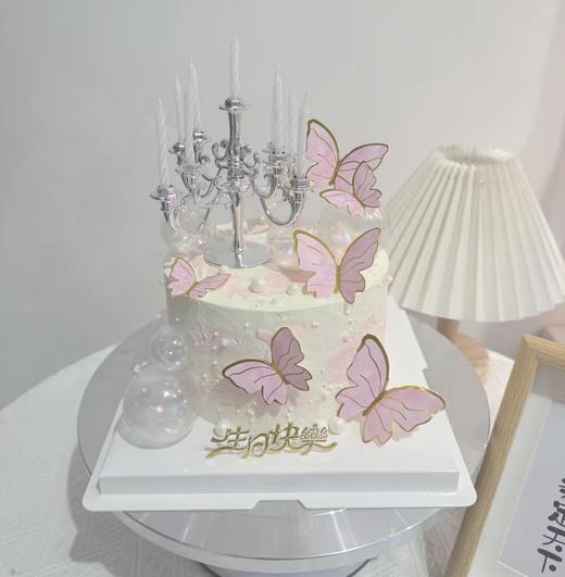 烛台粉蝴蝶-生日蛋糕 商品图0