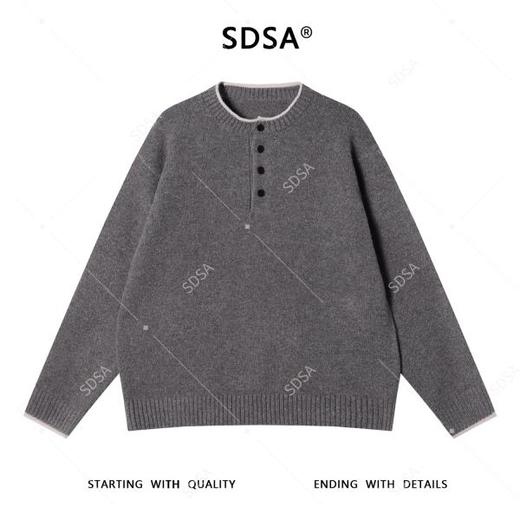 2159SDSA秋冬新款痞帅男装韩版撞色半纽扣圆领假两件毛衣慵懒风针织衫 商品图1