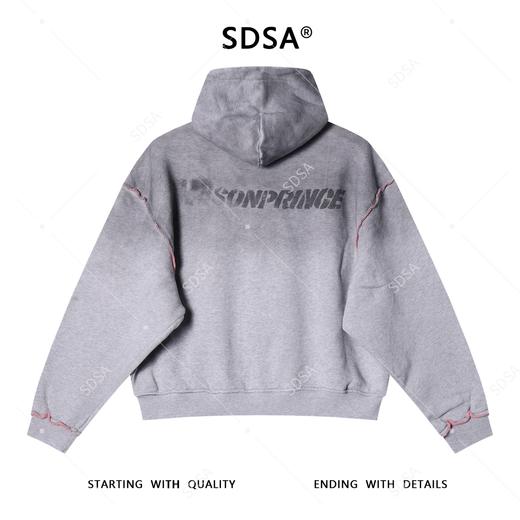 Y002SDSA秋冬新款痞帅男装美式渐变字母印花磨边拉链连帽卫衣百搭宽松 商品图4