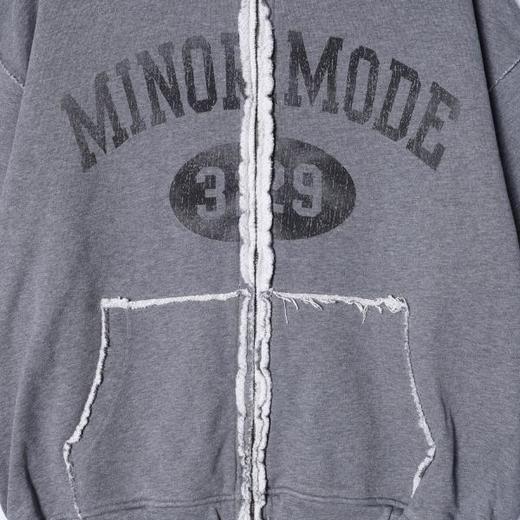 SDSA秋冬新款痞帅男装美式磨边印花字母拉链连帽卫衣百搭时尚外套 商品图3