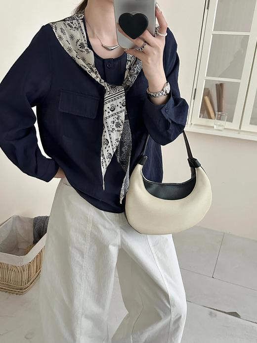 会员福利【又韩又老钱】拉夏贝尔/La Chapelle韩版宽松显瘦披肩长袖圆领假两件衬衫女上衣2025秋季新款 商品图6