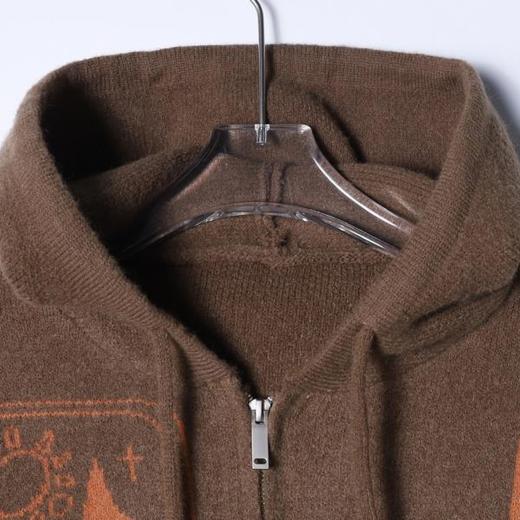 72633SDSA秋冬新款痞帅男装撞色趣味图案拉链连帽毛衣百搭开衫针织衫 商品图2