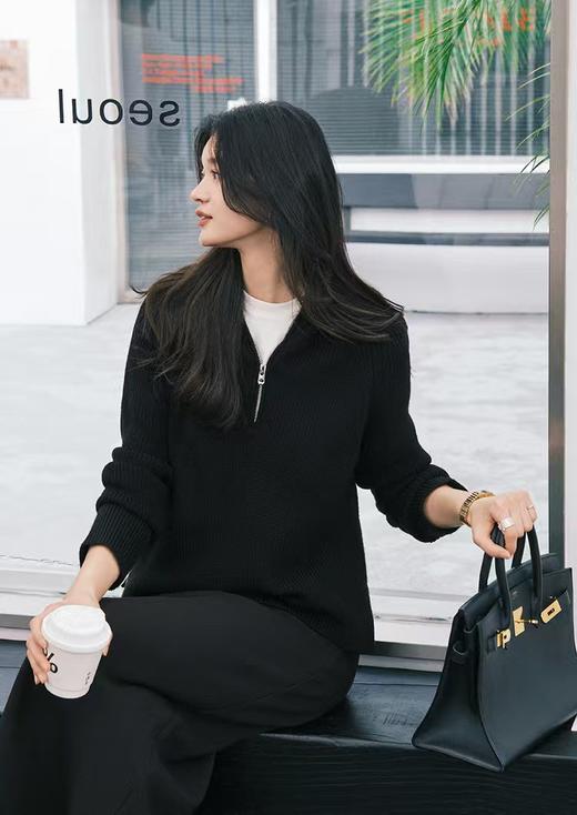 100%绵羊毛连帽拉链针织毛衣 商品图1