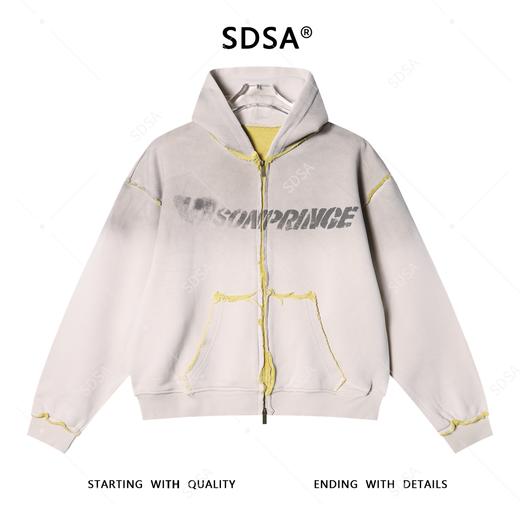 Y002SDSA秋冬新款痞帅男装美式渐变字母印花磨边拉链连帽卫衣百搭宽松 商品图1