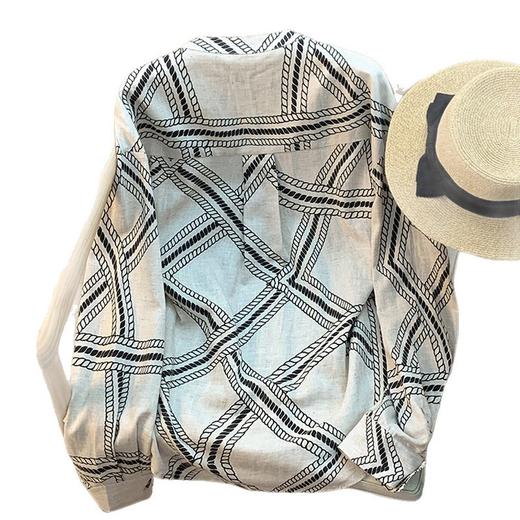 C070-29112025个性浪漫感/随机绳草纹图腾重磅天丝百搭廓形外套式衬衫女 商品图4