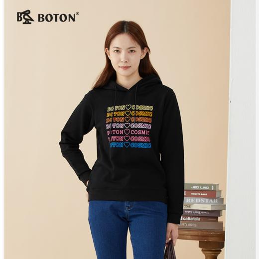 波顿秋冬高端黑色长袖女士卫衣品牌美式设计感小众时尚LT283322 商品图0