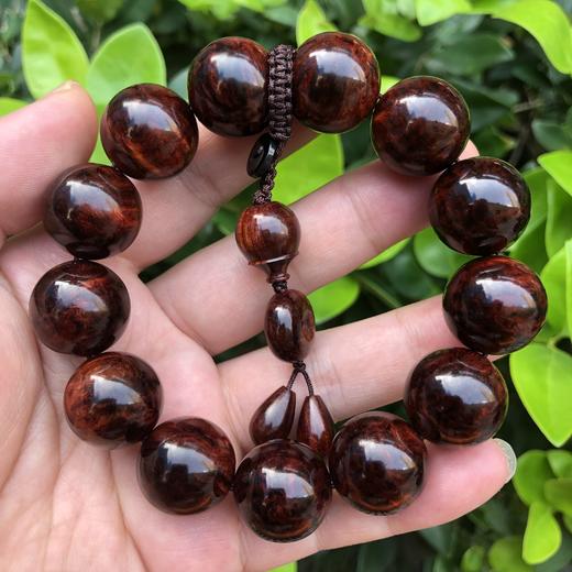 【青山特惠】1.8*13颗 沉水海南黄花梨紫油梨褶皱满水波老料手串 h111 商品图5