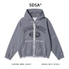 SDSA秋冬新款痞帅男装美式磨边印花字母拉链连帽卫衣百搭时尚外套 商品缩略图1