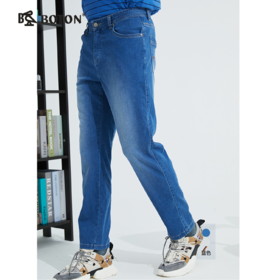 波顿男士薄款宽松直筒浅色弹力牛仔裤ME761121