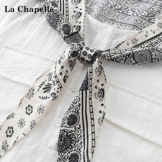 会员福利【又韩又老钱】拉夏贝尔/La Chapelle韩版宽松显瘦披肩长袖圆领假两件衬衫女上衣2025秋季新款 商品图3