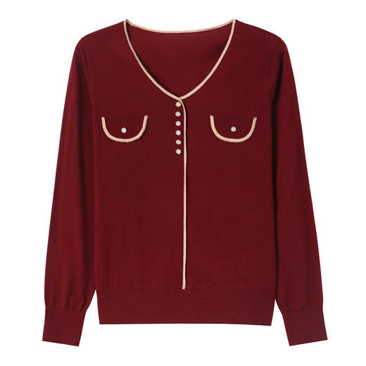 YM-221桃心领羊毛打底衫女冬季薄款气质轻奢小衫2025新款妈妈毛衣高级感 商品图4