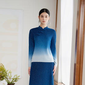 【林栖设计小店】多色渐变毛织衫2024秋冬新品新中式盘扣长袖毛衣针织衫女1941240