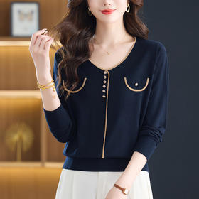 YM-221桃心领羊毛打底衫女冬季薄款气质轻奢小衫2025新款妈妈毛衣高级感