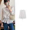 天猫同步【82.9%莱赛尔天丝】拉夏贝尔/La Chapelle圆领花边系带拼接下摆长袖衬衫女宽松甜美小众设计感衬衣 商品缩略图0