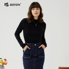 波顿春秋时尚洋气时髦半高领打底衫女设计高级感澳绒内搭LT303323