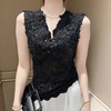 KQLA55F8861V领蕾丝背心女2025春夏新款时尚修身重工钉珠打底衫无袖内搭上衣 商品缩略图3