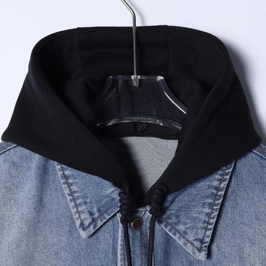 8086SDSA男士秋冬新款痞帅男装简欧风宽松拼接连帽牛仔衬衫百搭时尚 商品图2