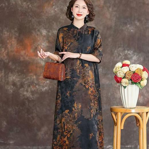 宽松大码高端连衣裙春夏新款中长款裙女立领旗袍 商品图2