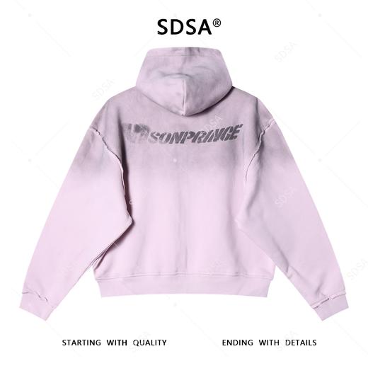 Y002SDSA秋冬新款痞帅男装美式渐变字母印花磨边拉链连帽卫衣百搭宽松 商品图5