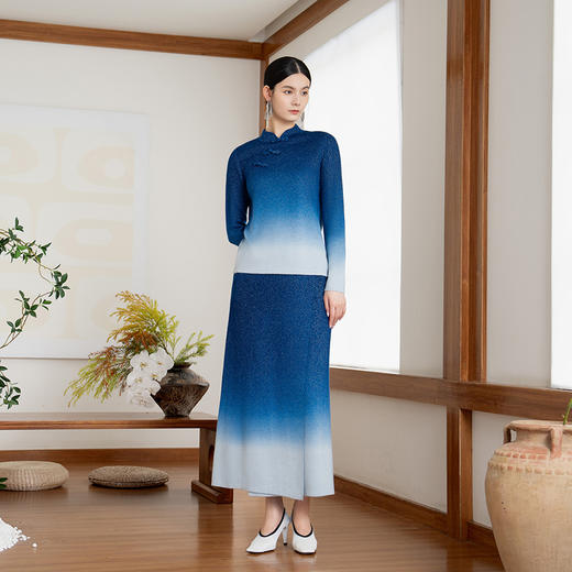 【林栖设计小店】多色渐变毛织衫2024秋冬新品新中式盘扣长袖毛衣针织衫女1941240 商品图1