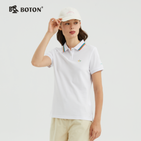 波顿夏季休闲白色运动保罗Polo衫女翻领修身纯棉短袖t恤LT269222