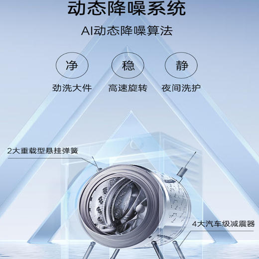 松下（Panasonic）【吴磊推荐】小灰象Pro   10KG滚筒洗衣机 纯平直嵌 动态降噪 全时动力交互 清新保持 全新顽渍洗 超能云泡洗2.0 水氧顽渍洗 除毛洗 一级能效XQG100-3NB1 商品图2