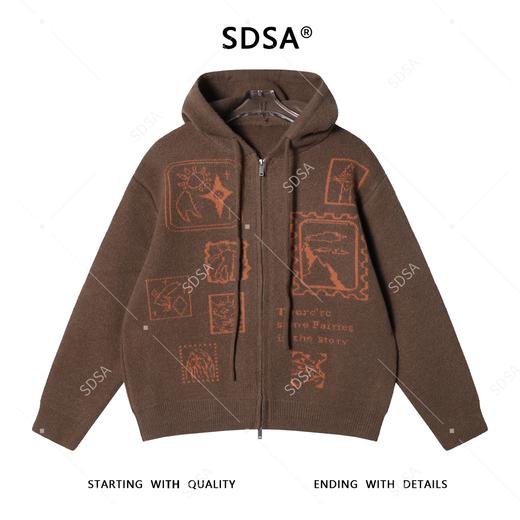 72633SDSA秋冬新款痞帅男装撞色趣味图案拉链连帽毛衣百搭开衫针织衫 商品图1