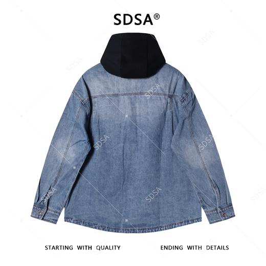 8086SDSA男士秋冬新款痞帅男装简欧风宽松拼接连帽牛仔衬衫百搭时尚 商品图5