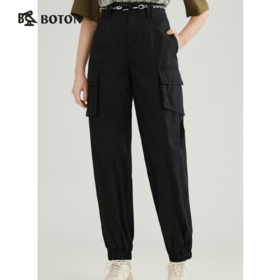 【休闲干练】波顿春秋高端女士高腰工装长裤宽松户外中性LE293123