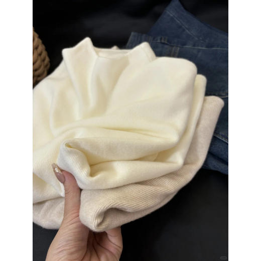 「KANING日系简约半高领针织打底衫🍂秋冬必备！软糯花边半高领针织衫，穿出优雅天鹅颈✨轻松驾驭内搭美学！」  商品图6