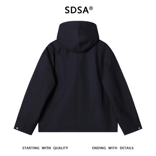 89611SDSA秋冬新款痞帅男装美式纯色翻领连帽假两件夹克外套百搭宽松 商品图5