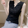 KQLA55F8861V领蕾丝背心女2025春夏新款时尚修身重工钉珠打底衫无袖内搭上衣 商品缩略图1