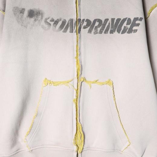 Y002SDSA秋冬新款痞帅男装美式渐变字母印花磨边拉链连帽卫衣百搭宽松 商品图3