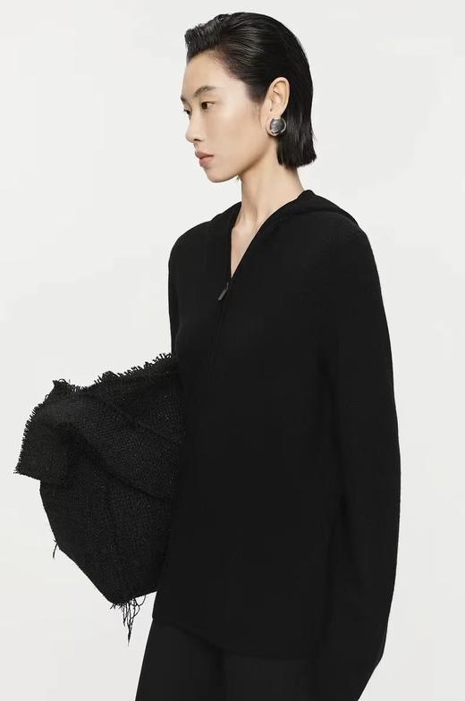 100%绵羊毛连帽拉链针织毛衣 商品图7