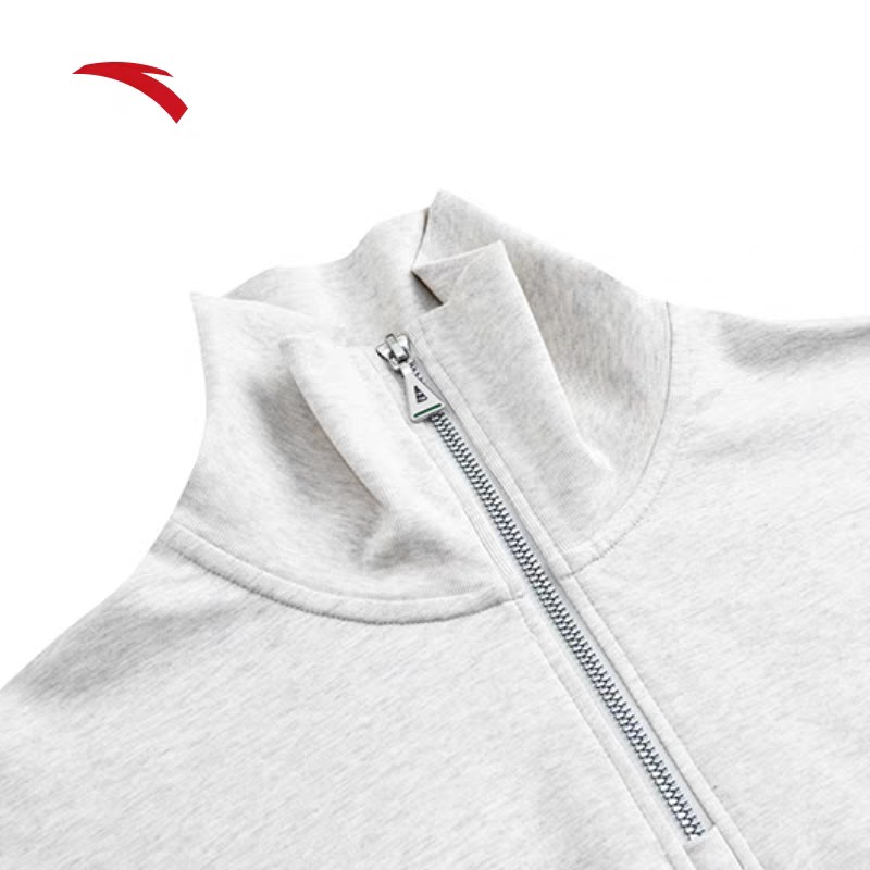 XY/安踏生活系列套头卫衣翻领短款上衣162438717--1灰花灰