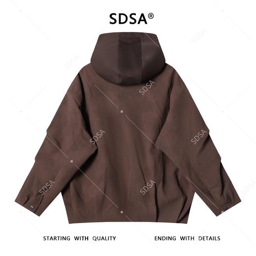 258210SDSA秋冬新款痞帅男装扎染褶皱拼接翻领连帽假两件夹克外套百搭 商品图4