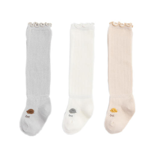 【3双装】秋冬精梳棉婴儿袜子长筒过膝无骨宝宝袜子新生儿松口保暖儿童袜子 商品图13