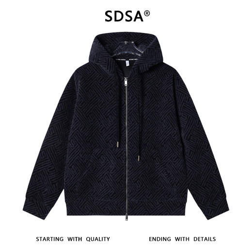 WT255SDSA男士秋冬新款痞帅男装韩版线条绒毛拉链连帽卫衣宽松百搭外套 商品图1