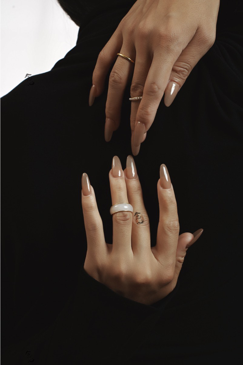 清代和田玉18K金三环套戒指