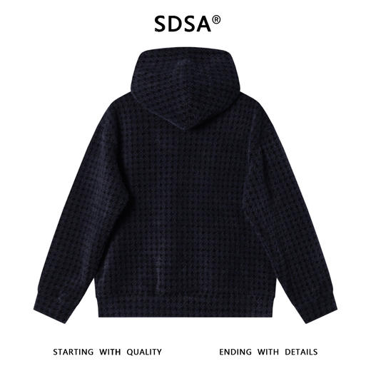 WY1100SDSA男士秋冬新款痞帅男装潮牌绒毛拉链开衫连帽卫衣暗纹百搭上衣 商品图5