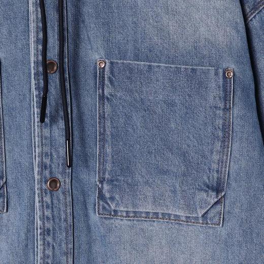 8086SDSA男士秋冬新款痞帅男装简欧风宽松拼接连帽牛仔衬衫百搭时尚 商品图3