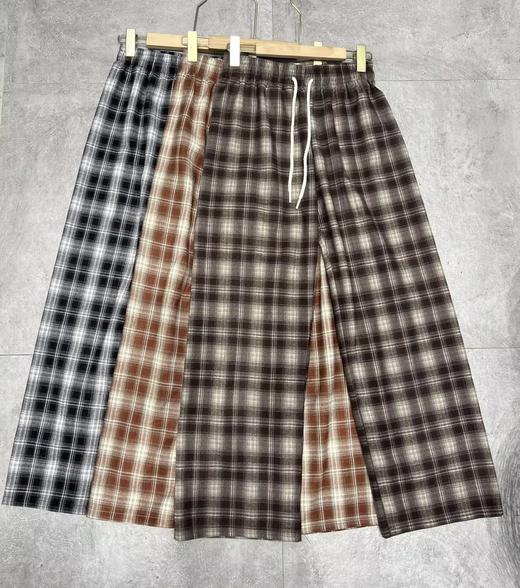 【门店同款】ENJOY秋季复古磨毛格子阔腿裤 159223054 商品图0