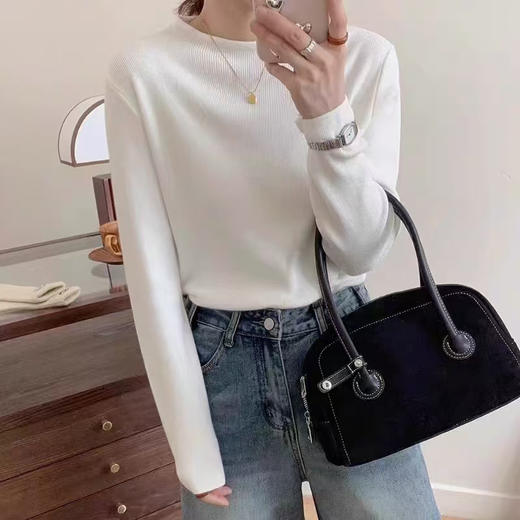 「KANING日系简约半高领针织打底衫🍂秋冬必备！软糯花边半高领针织衫，穿出优雅天鹅颈✨轻松驾驭内搭美学！」  商品图10