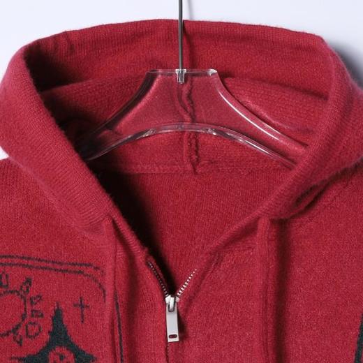 72633SDSA秋冬新款痞帅男装撞色趣味图案拉链连帽毛衣百搭开衫针织衫 商品图2