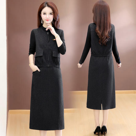 时尚马甲两件套连衣裙，韩版洋气小香风女装裙子QYM-XQD54C2516 商品图1