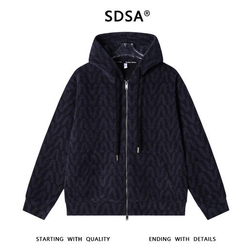 WT247SDSA男士秋冬新款痞帅男装时尚撞色满印字母绒毛拉链连帽卫衣百搭 商品图1