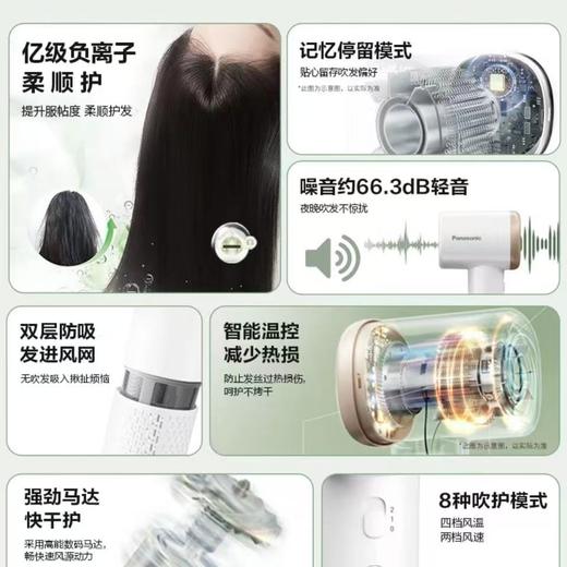 【春上新】10楼 松下（Panasonic）小森林电吹风机家用高速大功率速干负离子护发便携吹风筒NE6L 吊牌价349元  活动价259元 商品图8