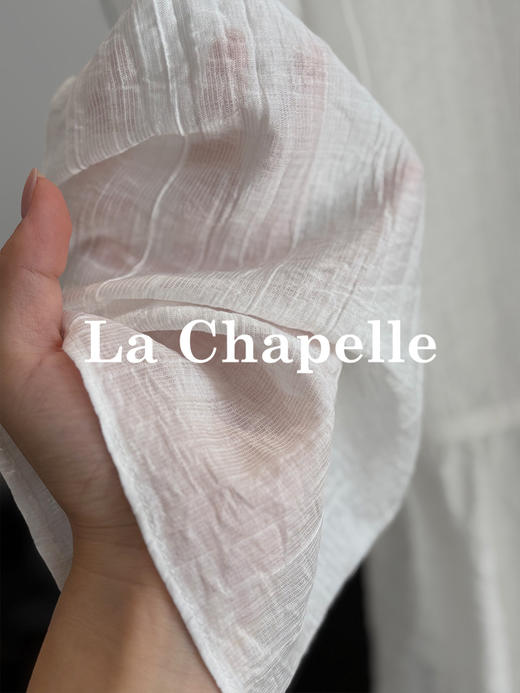 天猫同步【82.9%莱赛尔天丝】拉夏贝尔/La Chapelle圆领花边系带拼接下摆长袖衬衫女宽松甜美小众设计感衬衣 商品图4